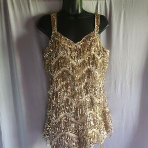 Gold Sequin Fringe Rompet